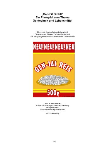 „Gen-Fit GmbH“ Ein Planspiel zum Thema Gentechnik - HannoverGEN