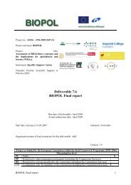 Deliverable 7.6 BIOPOL Final report - Biorefinery