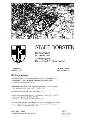 Überplanter rechtsverbindlicher Bebauungsplan ... - Stadt Dorsten