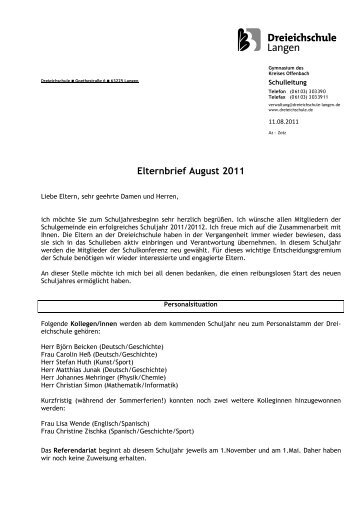 Elternbrief August 2011 - Dreieichschule
