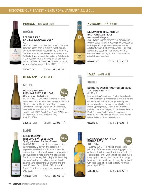 January 22 - Vintages