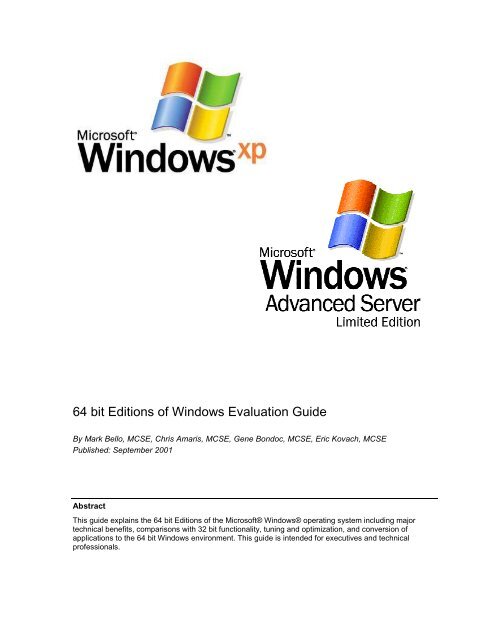 64 bit Editions of Windows Evaluation Guide - Technology and Trends