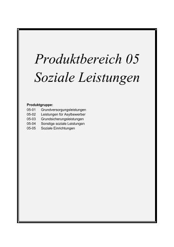 Produktbereich 05 Soziale Leistungen - Drensteinfurt