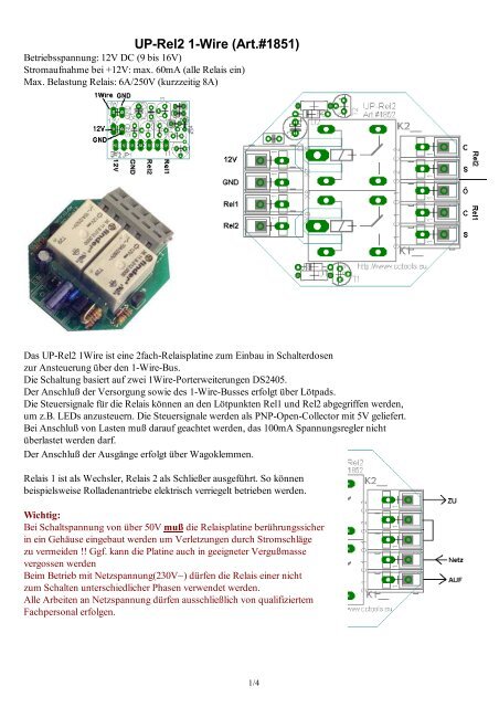 Anleitung UP-Rel2 1Wire - CC-Tools