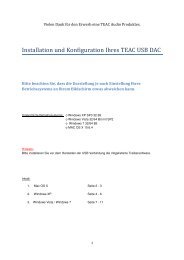 TEAC USB DAC Installation_Konfiguration_DE - TEAC Europe GmbH