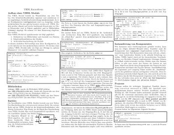 VHDL Kurzreferenz Aufbau eines VHDL Moduls Bibliotheken ...