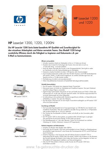 Datenblatt HP Laserjet 1200 Serie - 1a-gebrauchte-Drucker.de