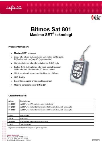 Bitmos Sat 801 Masimo SET - Infiniti Medical