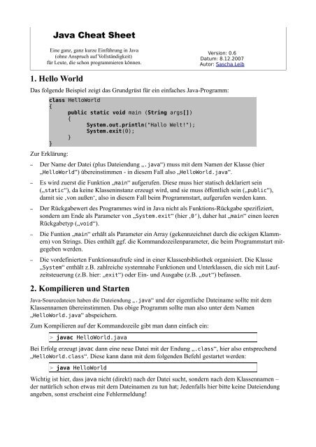 Java Hilfe Deutsch Java Hilfe Deutsch