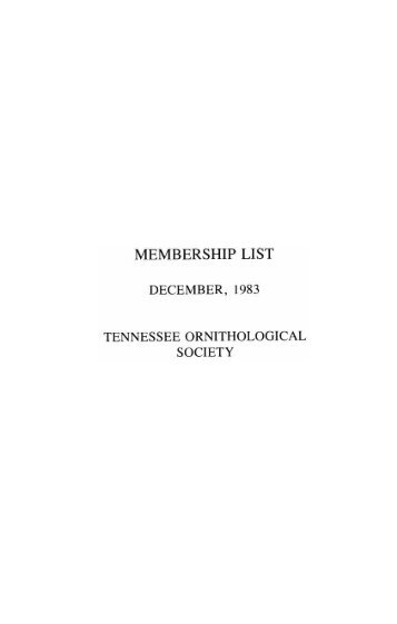 membership list - The Tennessee Ornithological Society