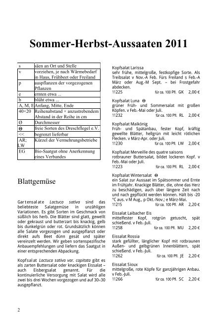 Garten Terrasse Samereien Zwiebeln Feldsalat Hollandischer