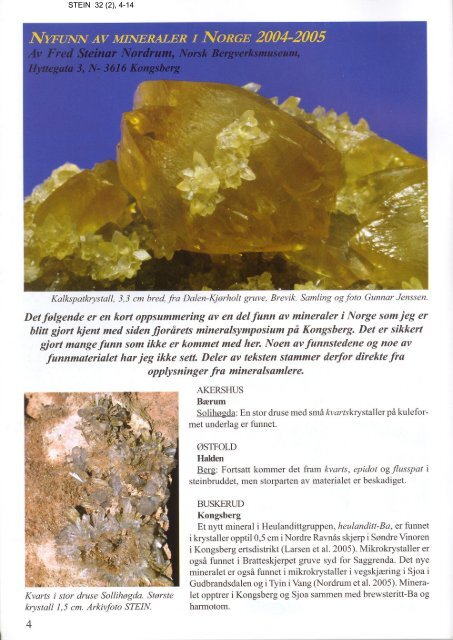 Nyfunn av mineraler i Norge 2004-2005 PDF - NAGS
