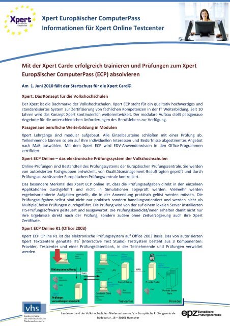 Xpert Europäischer ComputerPass Informationen für Xpert Online ...