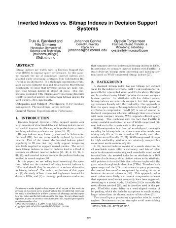 Inverted indexes vs. bitmap indexes in decision support systems