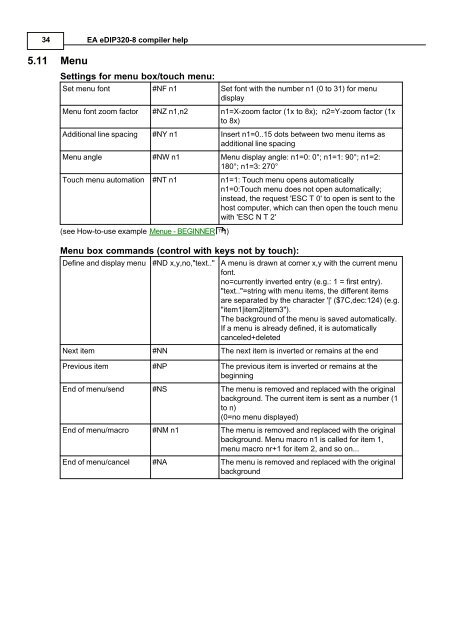 5 EA eDIP320-8 commands - Electronic Assembly