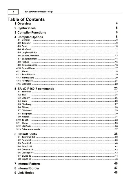 5 EA eDIP160-7 commands - Electronic Assembly