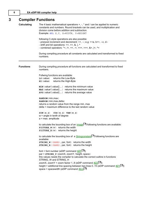 5 EA eDIP160-7 commands - Electronic Assembly