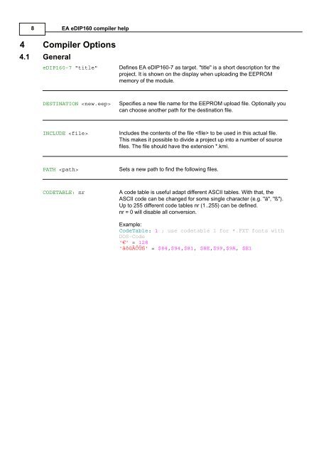 5 EA eDIP160-7 commands - Electronic Assembly