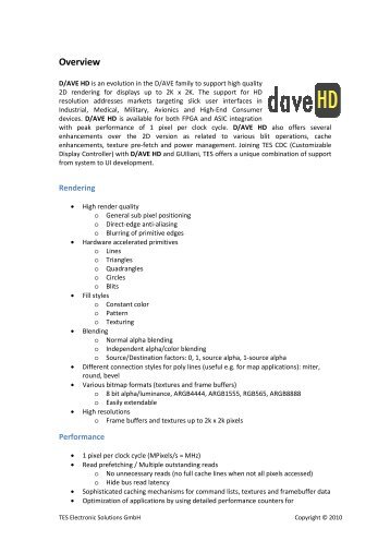 Download Dave HD data sheet - TES Electronic Solutions
