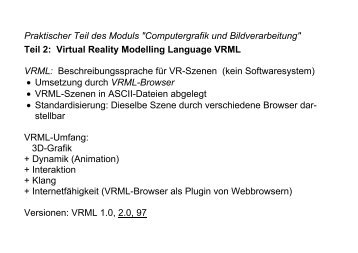 Virtual Reality Modelling Language VRML