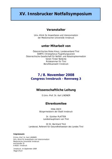 XV. Innsbrucker Notfallsymposium