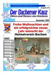 Ausgabe 38 - Dezember 2007 - Heimatverein Bachem 1975 eV