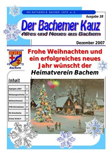 Ausgabe 38 - Dezember 2007 - Heimatverein Bachem 1975 eV
