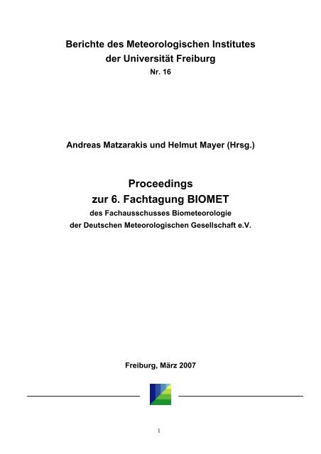 Proceedings zur 6. Fachtagung  BIOMET - Deutsche ...