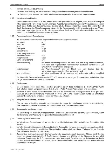VDH-Zuchtschauordnung - Dobermann - Sport und Zucht