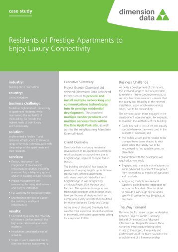 Residents of Prestige Apartments to Enjoy Luxury ... - Dimension Data