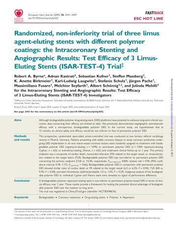 Randomized, non-inferiority trial of three limus agent-eluting stents ...