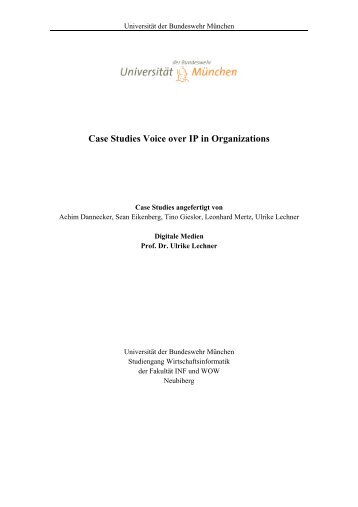 Case Studies Voice over IP in Organizations - Informatik