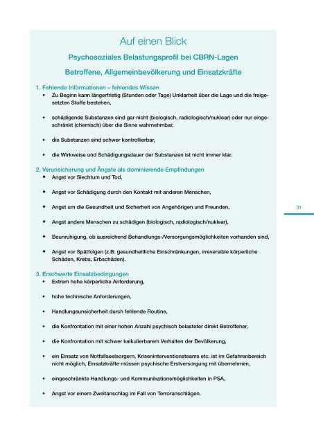 Psychosoziales Krisenmanagement in CBRN-Lagen / Psychosocial ...