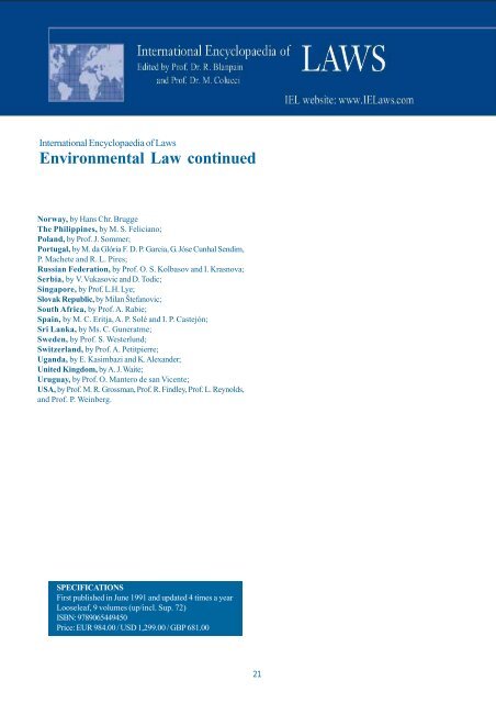 Catalogue - International Encyclopaedia of Laws