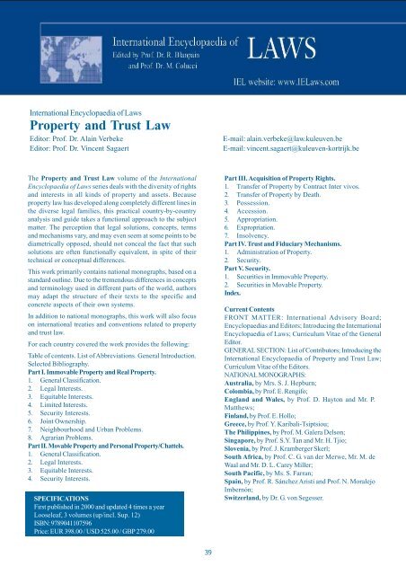 Catalogue - International Encyclopaedia of Laws