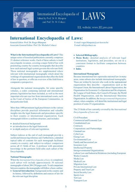 Catalogue - International Encyclopaedia of Laws