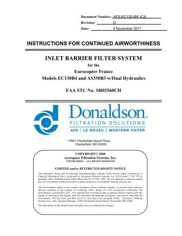 INLET BARRIER FILTER SYSTEM - Donaldson Company, Inc.