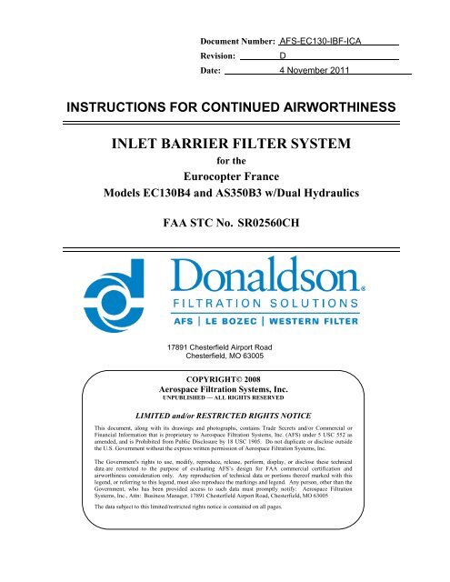 INLET BARRIER FILTER SYSTEM - Donaldson Company, Inc.