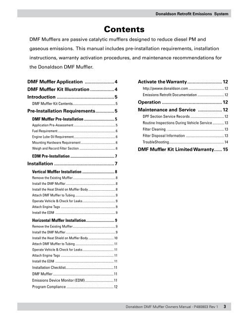 Installation and operational manual - Donaldson Company, Inc.