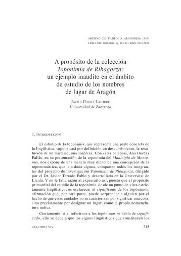 Toponimia de Ribagorza - Institución Fernando el Católico