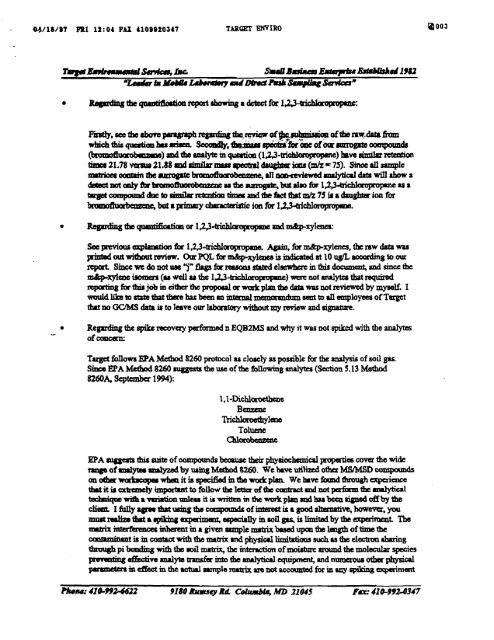 Response to EPA Comments: RCRA Facility Investigation Phase I ...