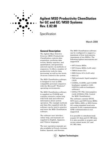 Agilent MSD Productivity ChemStation - Agilent Technologies