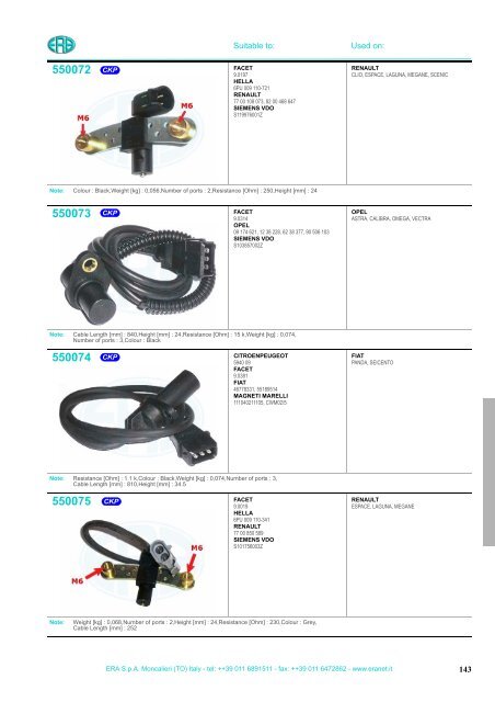 ERA Sensors & Air Mass Meters