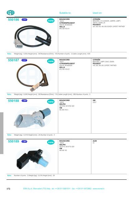 ERA Sensors & Air Mass Meters