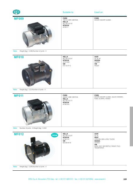 ERA Sensors & Air Mass Meters