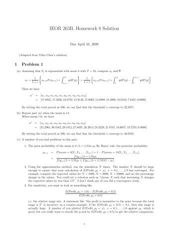IEOR 263B, Homework 8 Solution