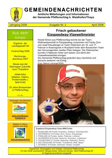 Gemeindenachrichten April 2008 - Gemeinde Pfaffenschlag bei ...