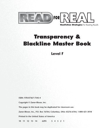 Transparency & Blackline Master Book - Zaner-Bloser