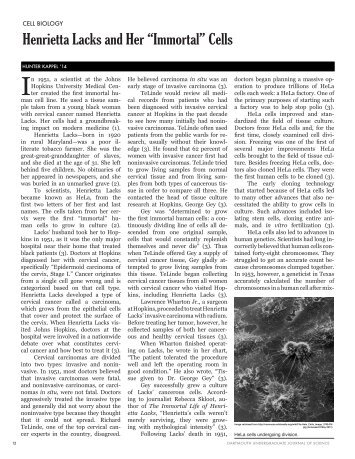 Henrietta Lacks and Her “Immortal” Cells