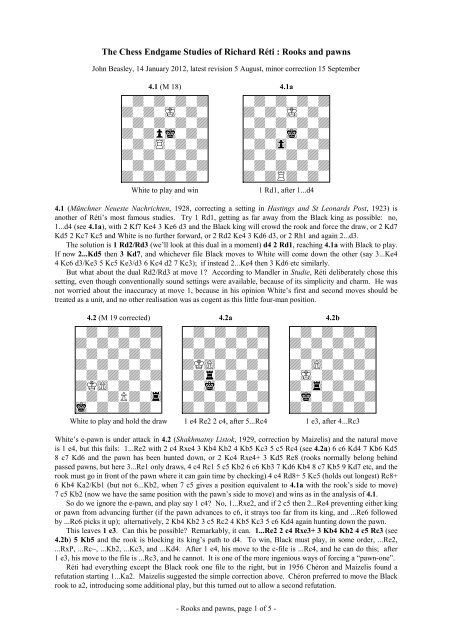 Chess study # 1 - Richard Reti Study - Chessentials